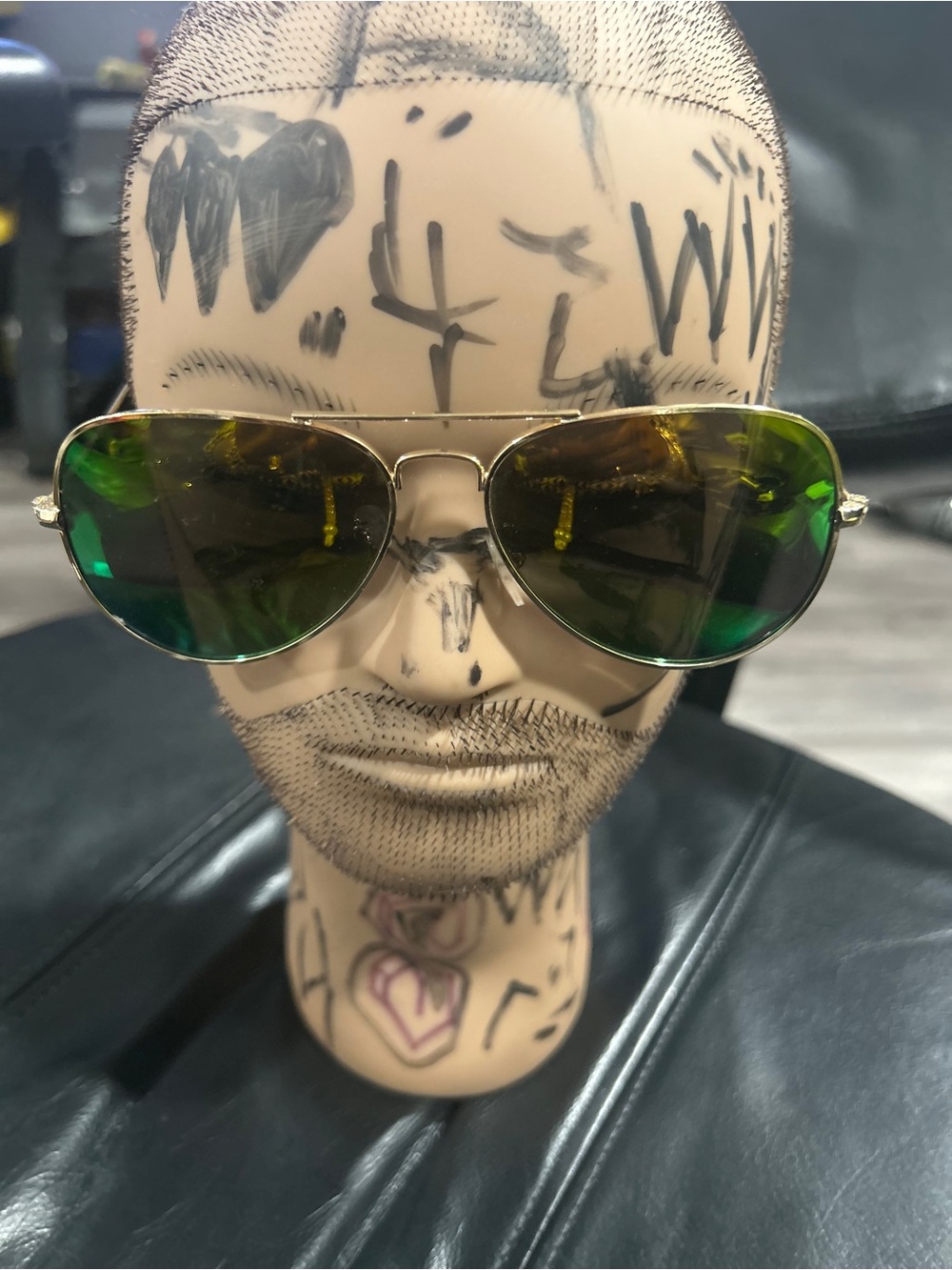 Gold Frame Aviator Sunglasses with Green Mirrored Lenses